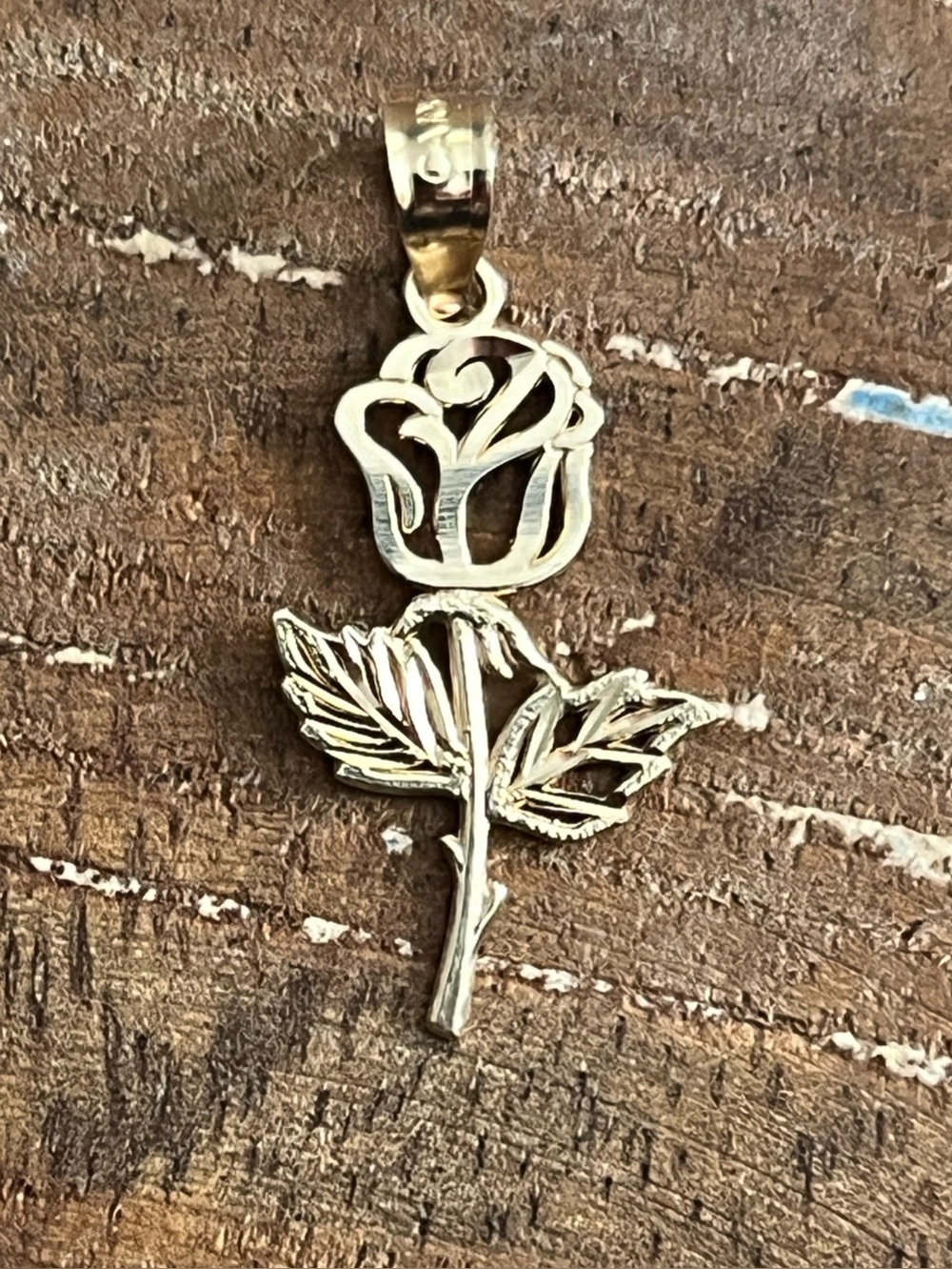 10kt Gold Rose Pendant charm - Women Jewelry
